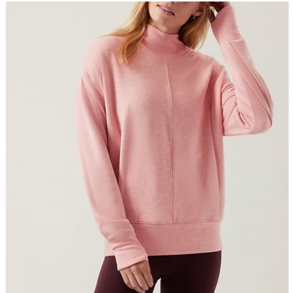 Athleta Apollo Crewneck Sweatshirt in Conch Pink Heather